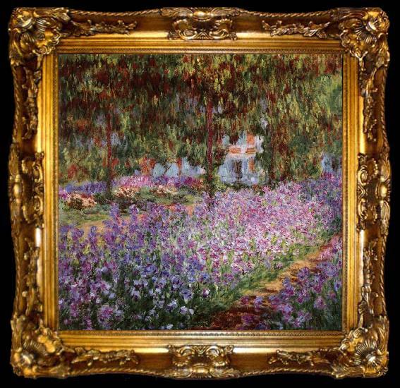 framed  Claude Monet Iris Bed in Monet-s Garden, Ta009-2